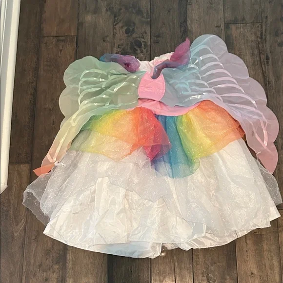 Target Girls Rainbow Floral Tulle Dress - White, Pink, Gold, Multicolor - Picture 4 of 10